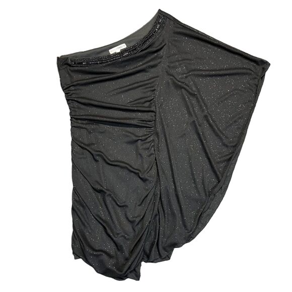 Body Central Womens Mini Dress One Shoulder Drape Sleeve Bodycon Glittery Small - Picture 7 of 10